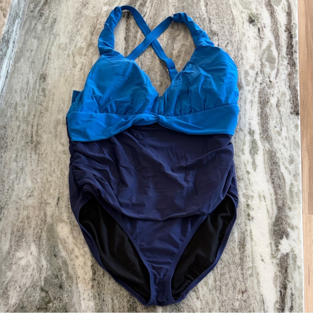 Chaps Blue One Piece Swimsuit Size 16W